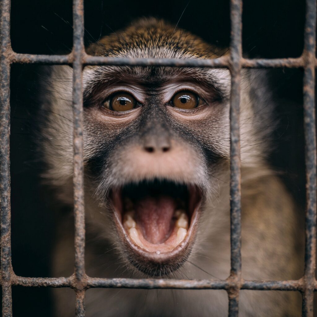 This monkey is going to heaven. . .